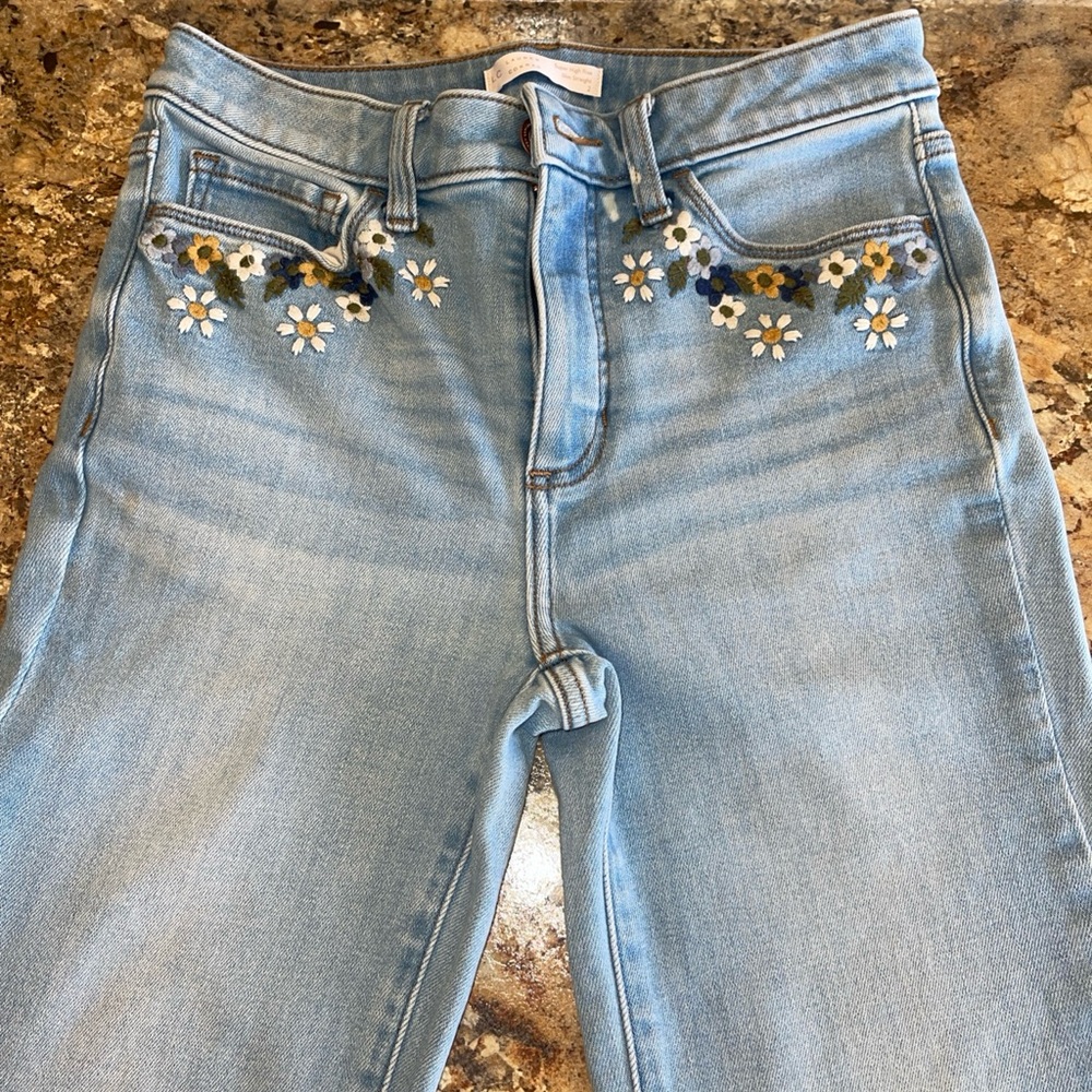 LC Lauren Conrad High Rise Blue Jeans with Embellished Front